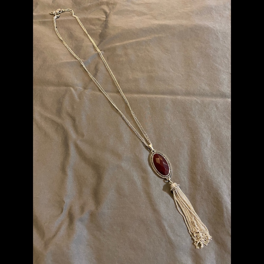 Long necklace with jeweled pendant!